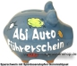 Preview: Sparschwein Kleinsparschwein 3D Design Abi Auto Führerschein Keramik C