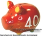 Preview: Sparschwein Kleinsparschwein 3D Design 40 Birthday! Keramik A