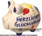 Preview: Sparschwein mittelgroßes Sparschwein 3D Design HERZLICHEN GLÜCKWUNSCH Keramik A