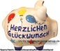Preview: Sparschwein mittelgroßes Sparschwein 3D Design HERZLICHEN GLÜCKWUNSCH Keramik C