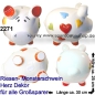 Preview: Sparschwein riesengroßes Monster Sparschwein 3D Design Herz Dekor Keramik Gesamt