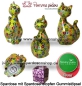 Preview: Spardose Spartier Pomme Pidou Katze Caramel hellgrün Keramik Gesamt