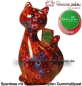 Preview: Spardose Spartier Pomme Pidou Katze Caramel rot mit Blumen Keramik A