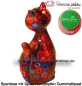 Preview: Spardose Spartier Pomme Pidou Katze Caramel rot mit Blumen Keramik D