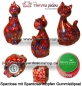Preview: Spardose Spartier Pomme Pidou Katze Caramel rot mit Blumen Keramik Gesamt