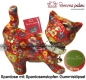 Preview: Spardose Spartier Pomme Pidou Katze Kitty rot mit Blumen Keramik A