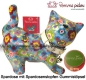 Preview: Spardose Spartier Pomme Pidou Katze Kitty hellblau mit Blumen Keramik A