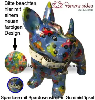 Spardose Spartier Pomme Pidou Hund Bommer grünblau Keramik B