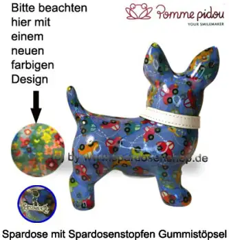 Spardose Spartier Pomme Pidou Hund Bommer grünblau Keramik C