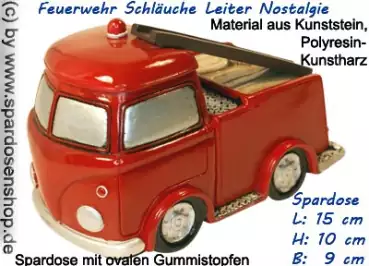 Sparschweine & Spardosen sowie Zubehör - Auto VW T1 Bus Bulli rot Spardose  18 cm aus Keramik mit herausnehmbaren Gummistopfen, Spardosenstopfen
