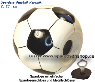 Spardose Fussball Keramik weiß / schwarz C