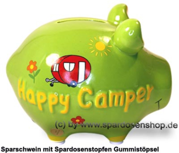 Sparschwein Kleinsparschwein 3D Design Happy Camper Keramik C