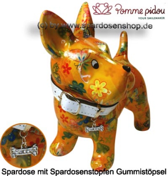 Spardose Spartier Pomme Pidou Hund Bommer orange Keramik B