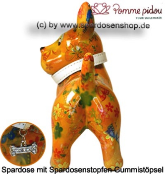 Spardose Spartier Pomme Pidou Hund Bommer orange Keramik D