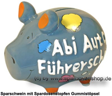 Sparschwein Kleinsparschwein 3D Design Abi Auto Führerschein Keramik A