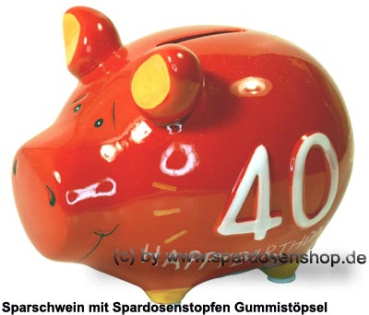 Sparschwein Kleinsparschwein 3D Design 40 Birthday! Keramik A