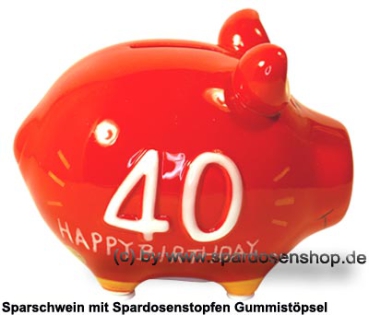 Sparschwein Kleinsparschwein 3D Design 40 Birthday! Keramik C