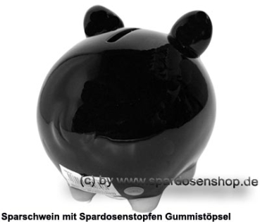 Sparschwein Kleinsparschwein ohne Design Blanko schwarz Keramik D