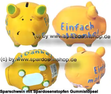 Sparschwein 3D Design Einfach mal Danke gelb Keramik Gesamt