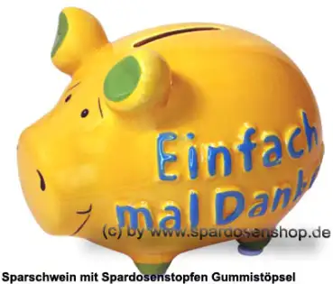 Sparschwein 3D Design Einfach mal Danke gelb Keramik A