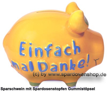 Sparschwein 3D Design Einfach mal Danke gelb Keramik C