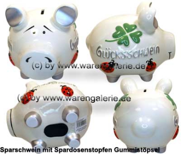 Sparschwein mittelgroßes Sparschwein 3D Design Glücksschwein Keramik Gesamt