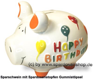 Sparschwein mittelgroß 3D Design Happy Birthday Keramik A