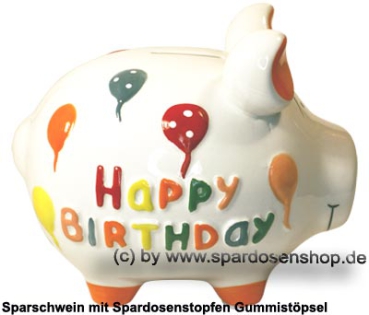Sparschwein mittelgroß 3D Design Happy Birthday Keramik C