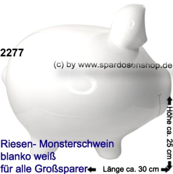 Sparschwein riesengroßes Monster Sparschwein 3D Design Blanko weiß Keramik C