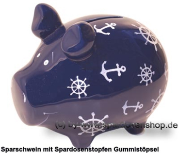Sparschwein Kleinsparschwein Nautilus dunkelblau Keramik A