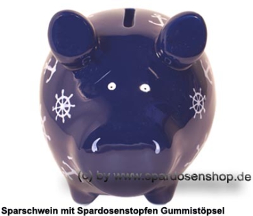 Sparschwein Kleinsparschwein Nautilus dunkelblau Keramik B