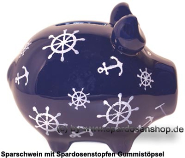 Sparschwein Kleinsparschwein Nautilus dunkelblau Keramik C