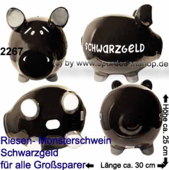 Sparschwein riesengroßes Monster Sparschwein 3D Design Schwarzgeld D Sonderverkauf ! 767a