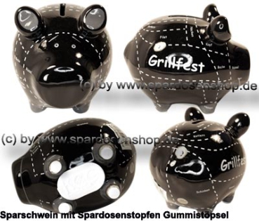 Sparschwein Kleinsparschwein Grillfest Keramik Gesamt