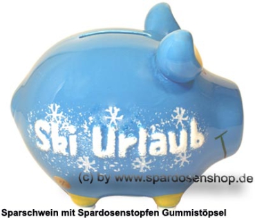 Sparschwein Kleinsparschwein 3D Design Ski Urlaub Keramik C