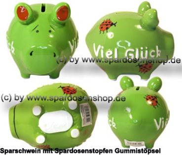 Sparschwein Kleinsparschwein 3D Design Viel Glück Keramik Gesamt