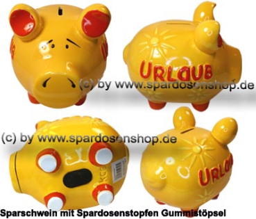Sparschwein mittelgroßes Sparschwein 3D Design Urlaub Keramik Gesamt