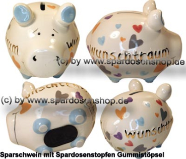 Sparschwein Kleinsparschwein 3D Wunschtraum Goldedition Keramik Gesamt
