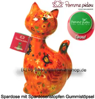 Spardose Spartier Pomme Pidou Katze Caramel orange Keramik A