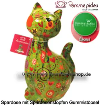 Spardose Spartier Pomme Pidou Katze Caramel hellgrün Keramik A