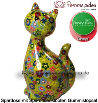 Spardose Spartier Pomme Pidou Katze Caramel hellgrün Keramik C