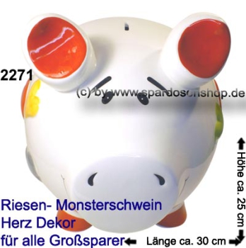 Sparschwein riesengroßes Monster Sparschwein 3D Design Herz Dekor Keramik B