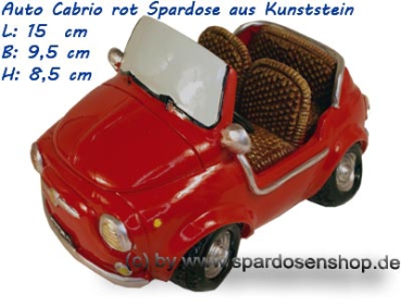 Spardose Auto Cabrio rot Kunststein A