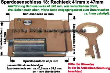 Spardosenschloss 18: Rechteck