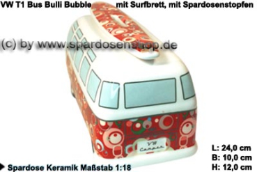 Spardose Auto VW T1 Samba Bus Bulli Bubble mit Surfbrett D