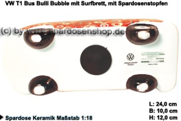 Spardose Auto VW T1 Samba Bus Bulli Bubble mit Surfbrett E