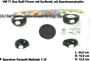 Spardose Auto VW T1 Samba Bus Bulli Flower mit Surfbrett E