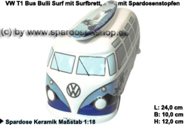 Spardose Auto VW T1 Samba Bus Bulli Surf mit Surfbrett B