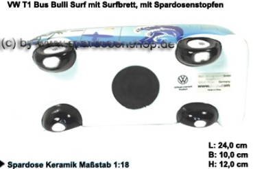 Spardose Auto VW T1 Samba Bus Bulli Surf mit Surfbrett E
