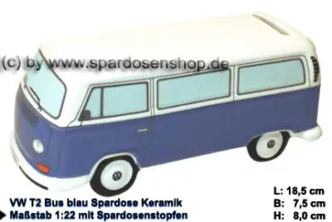 Spardose Auto VW T2 Bus blau Bulli A